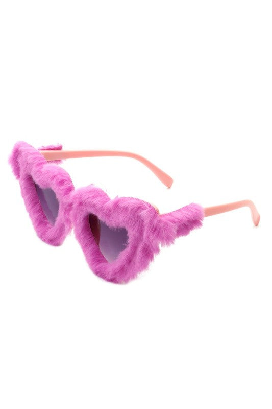 Fuzzy Plush Fashion Heart Shape Fluffy Sunglasses