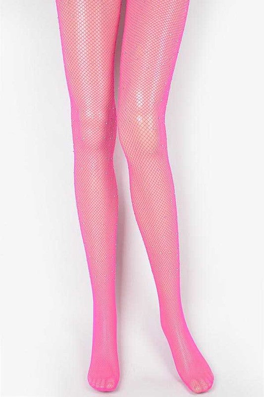 Rhinestone Accent Fishnet Stocking