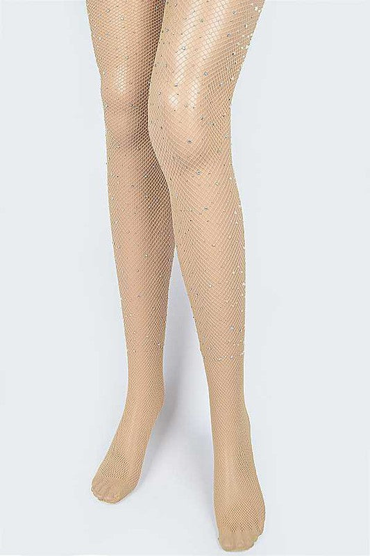 Rhinestone Accent Fishnet Stocking