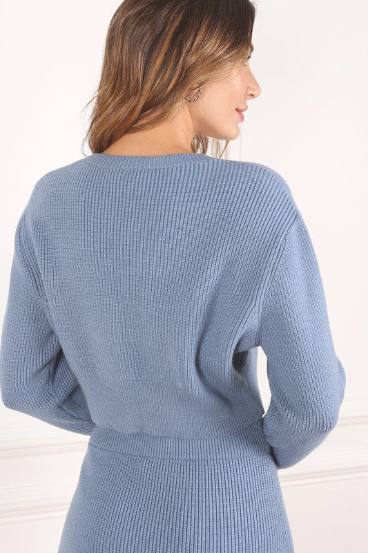 knit crop skirt set