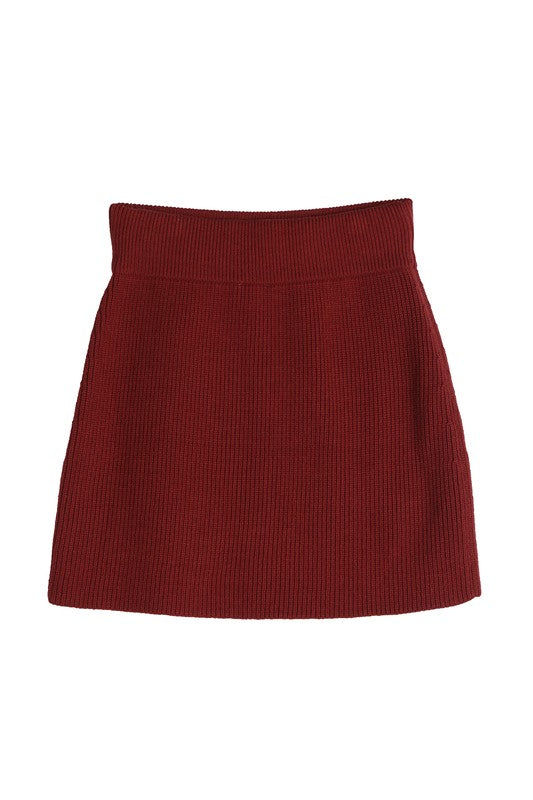 knit crop skirt set
